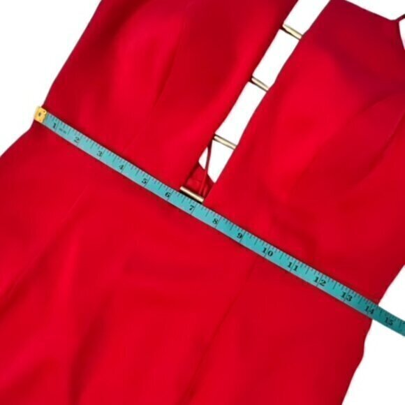 🎉PRICE REDUCED🎉 Aidan Mattox Spaghetti Strap V-Neck Satin Gown Red 6 Backless - Picture 11 of 16